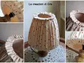 Paralume fai da te stoffa beige a pois rossi, con bordo arricciato. Le creazioni di Cris.