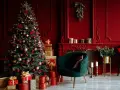 Albero di Natale addobbato con palline rosse e oro, circondato da regali. Un'ispirazione per le tue idee albero di natale rosso e oro.